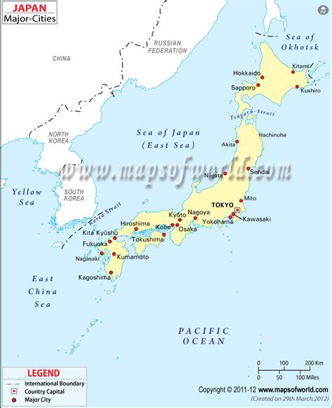 Map of Japan cities: major cities and capital of Japan .